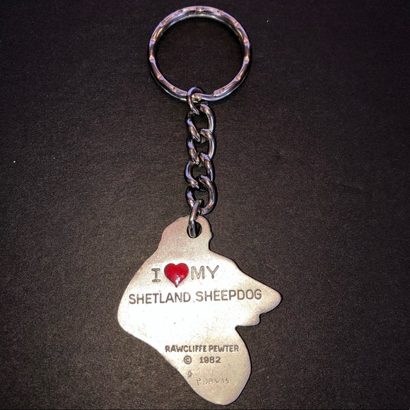 Vintage 1982 Rawcliffe Pewter, “I ❤️ My Shetland Sheepdog” Keychain - Picture 2 of 5